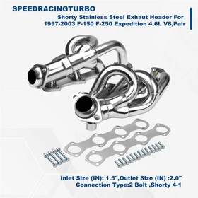 Stainless Steel Exhaut Header For 1997-2003 F-150 F-250 Expedition 4.6L V8,Pair Stainless Steel Exhaut Header For 1997-2003 F-150 F-250 Expedition 4.6L V8,Pair
