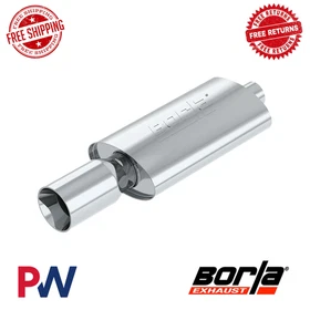 Borla Thumper Boomers Muffler 2.25" Center Inlet/ Single 4" Round Tip Universal Borla Thumper Boomers Muffler 2.25" Center Inlet/ Single 4" Round Tip Universal